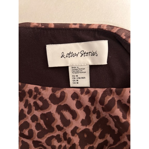 & Other Stories Mesh Leopard Print Drape Detail Sleeveless Top Women M - Picture 2 of 7